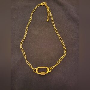 Gold tone choker paperclip necklace